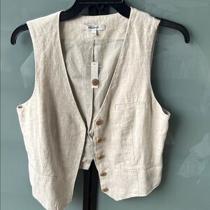 Beige Linen Vest/gilet
